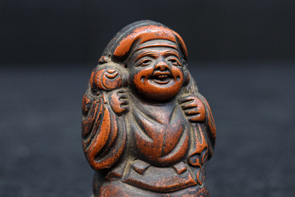 小型サイズ!! 朱に彩られた心和む表情が素敵な恵比須様と大黒様のセット　DC8865　在庫2個1組