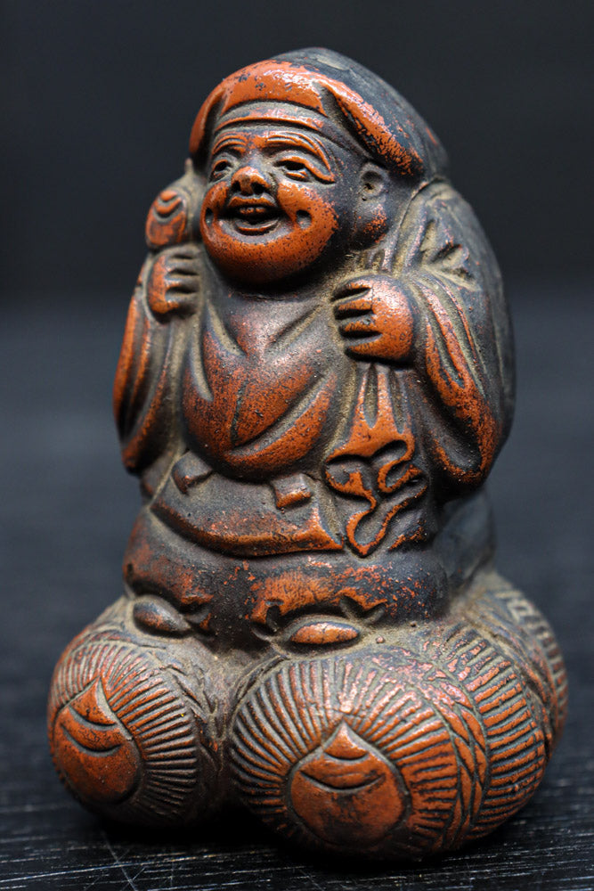 小型サイズ!! 朱に彩られた心和む表情が素敵な恵比須様と大黒様のセット　DC8865　在庫2個1組