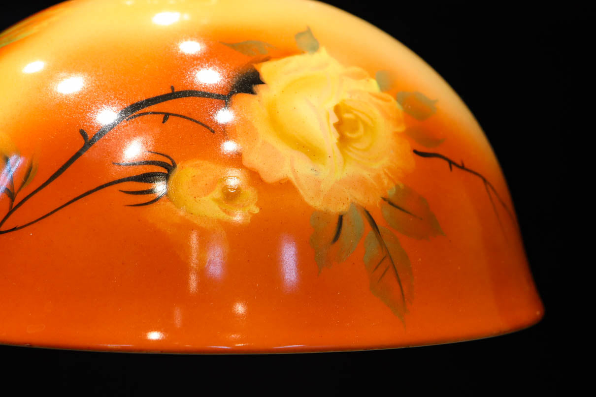 希少!! 鮮やかな美しい笠に薔薇の模様が描かれたノリタケの電笠　DC8874