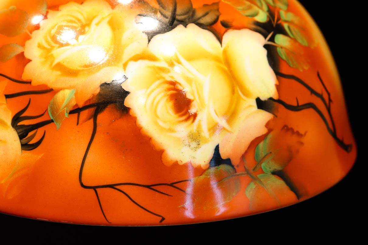 希少!! 鮮やかな美しい笠に薔薇の模様が描かれたノリタケの電笠　DC8874