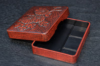 菊の花が美しく描かれた鎌倉彫の硯箱　DC8880