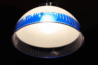 大正浪漫!! 鮮やかな青色ガラスが映える乳白ガラス切子の電笠　DC8895