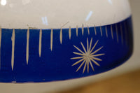 大正浪漫!! 鮮やかな青色ガラスが映える乳白ガラス切子の電笠　DC8895