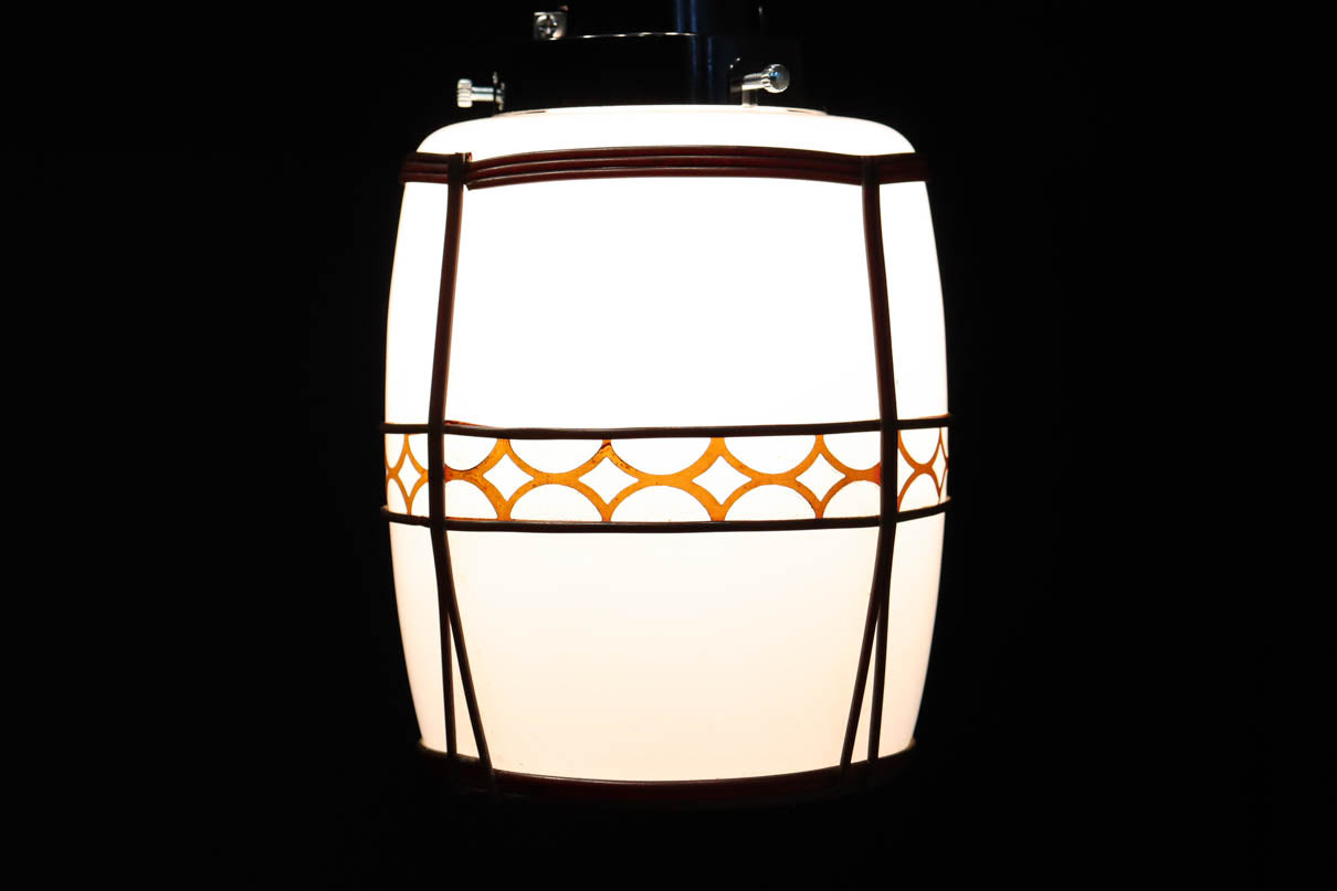 朱セルの和柄帯装飾でレトロな面持ちの電笠　DC8904