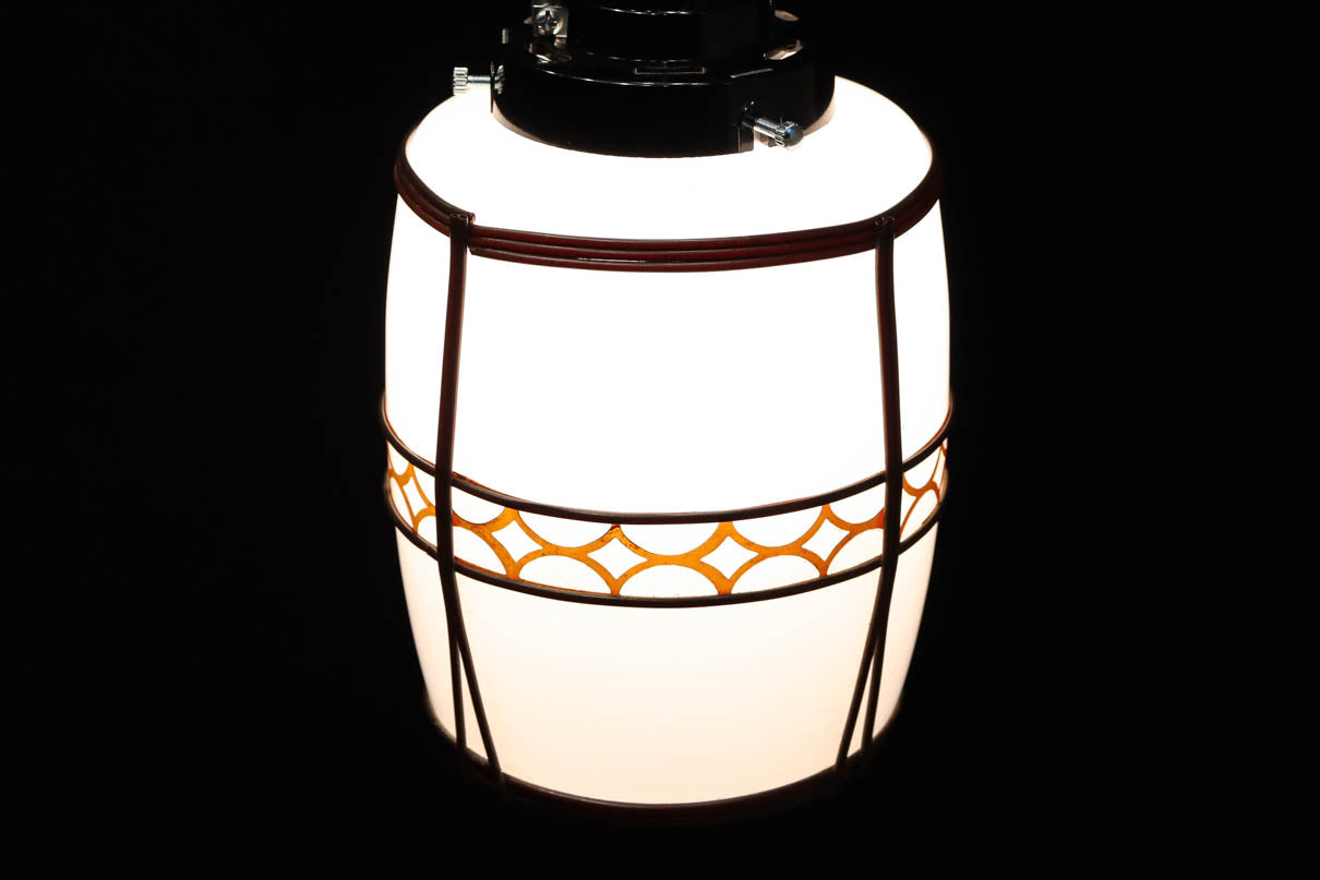 朱セルの和柄帯装飾でレトロな面持ちの電笠　DC8904