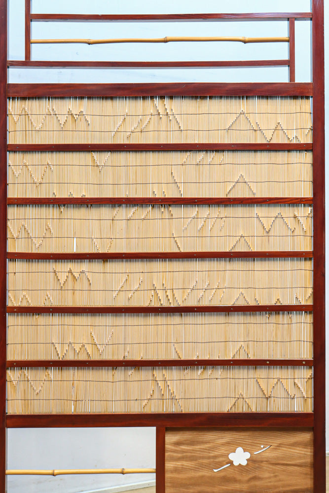 繊細な簾の造りをした風情のある大型サイズ衝立　DC8908