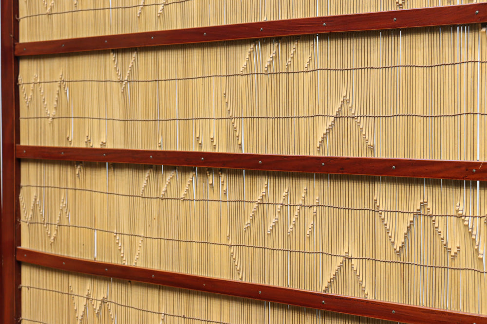 繊細な簾の造りをした風情のある大型サイズ衝立　DC8908