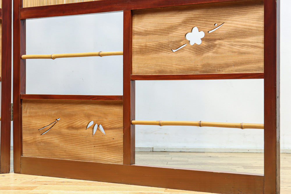 繊細な簾の造りをした風情のある大型サイズ衝立　DC8908