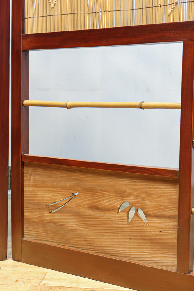 繊細な簾の造りをした風情のある大型サイズ衝立　DC8908