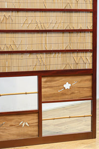 繊細な簾の造りをした風情のある大型サイズ衝立　DC8908