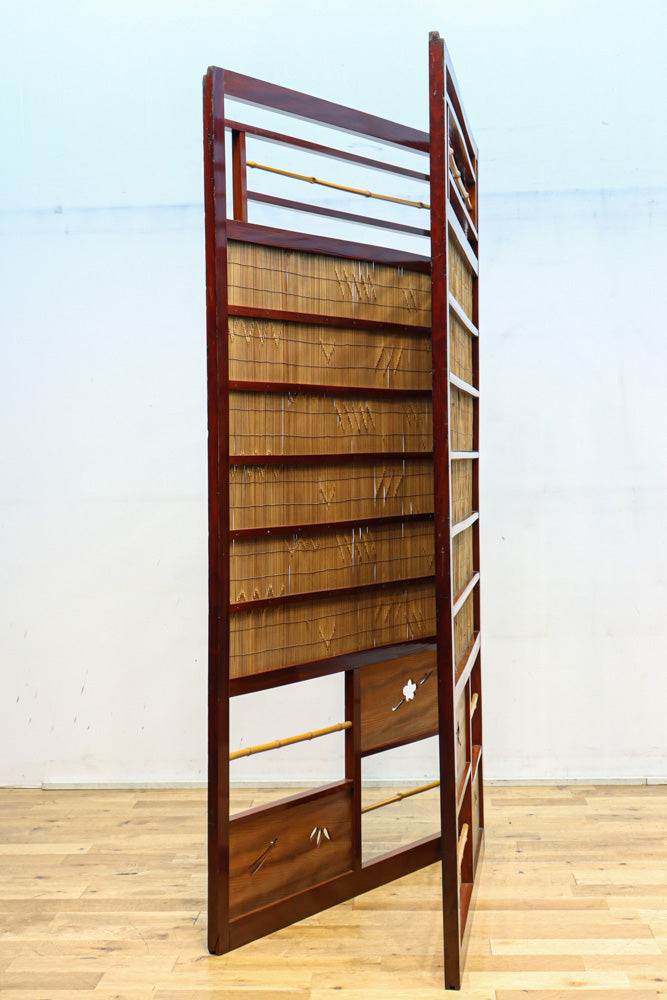 繊細な簾の造りをした風情のある大型サイズ衝立　DC8908