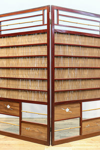 繊細な簾の造りをした風情のある大型サイズ衝立　DC8908