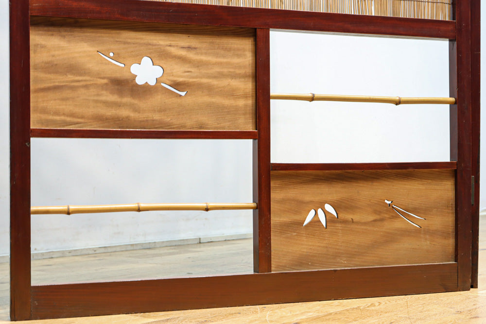 繊細な簾の造りをした風情のある大型サイズ衝立　DC8908