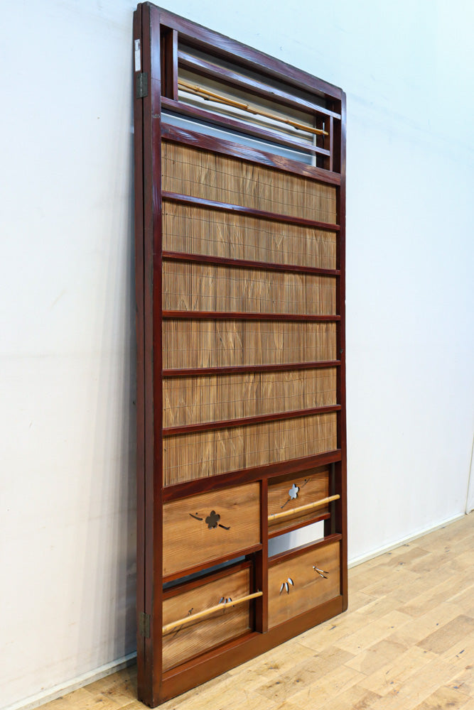 繊細な簾の造りをした風情のある大型サイズ衝立　DC8908