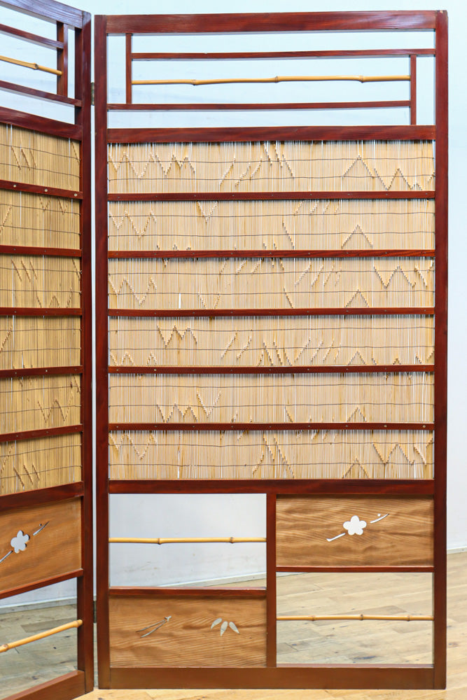 繊細な簾の造りをした風情のある大型サイズ衝立　DC8908