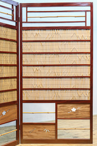 繊細な簾の造りをした風情のある大型サイズ衝立　DC8908