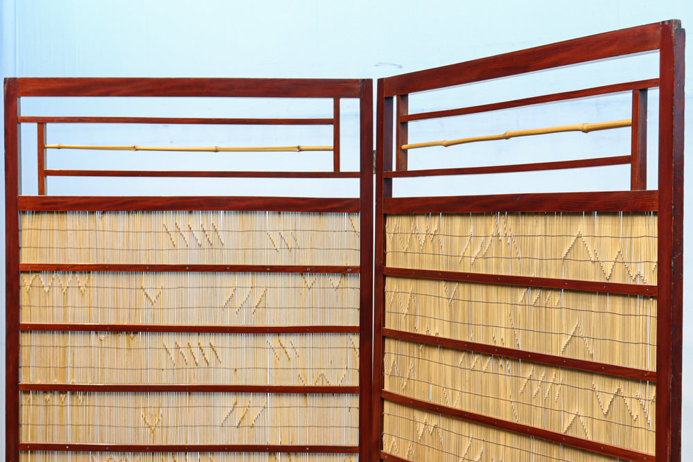 繊細な簾の造りをした風情のある大型サイズ衝立　DC8908