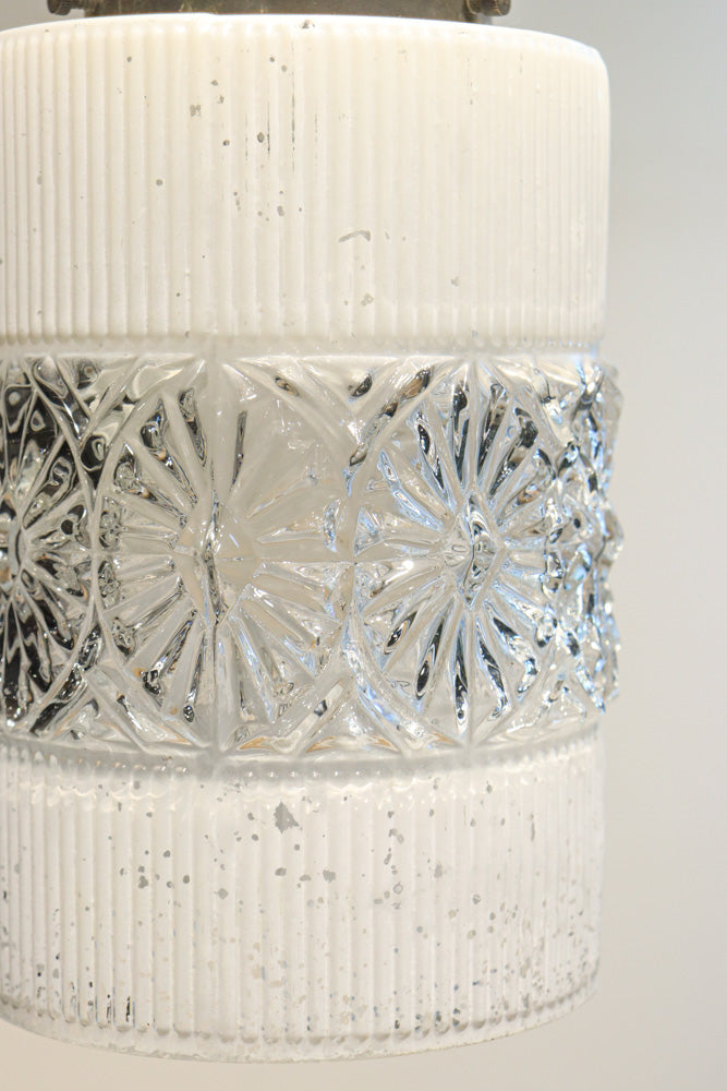 昭和レトロ!! 煌びやかなプレスガラス装飾が映える円柱型のブラケット　DC8937