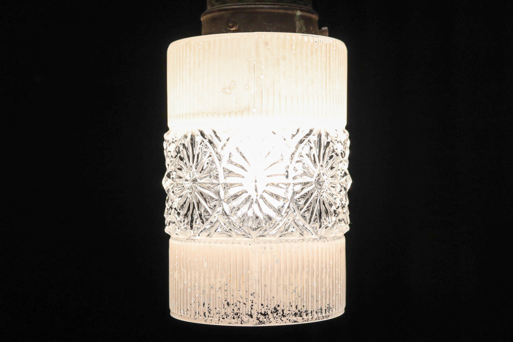 昭和レトロ!! 煌びやかなプレスガラス装飾が映える円柱型のブラケット　DC8937