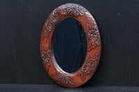 美しい花彫刻が華やかな鎌倉彫の壁掛け鏡　DC8956