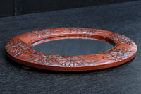 美しい花彫刻が華やかな鎌倉彫の壁掛け鏡　DC8956