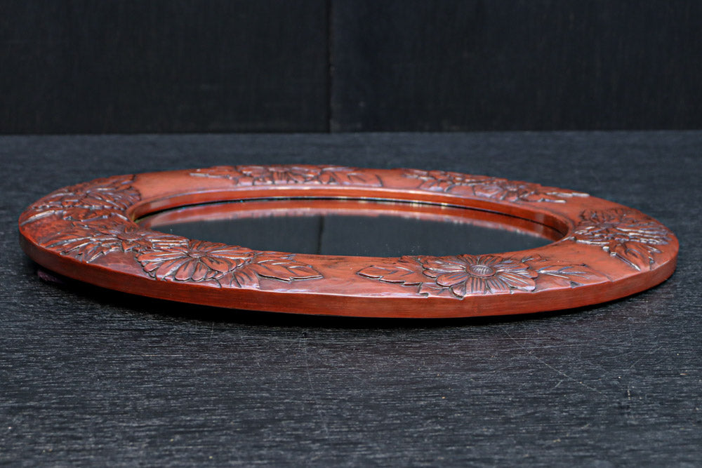 美しい花彫刻が華やかな鎌倉彫の壁掛け鏡 DC8956 – 古福庵 [ KOFUKUAN