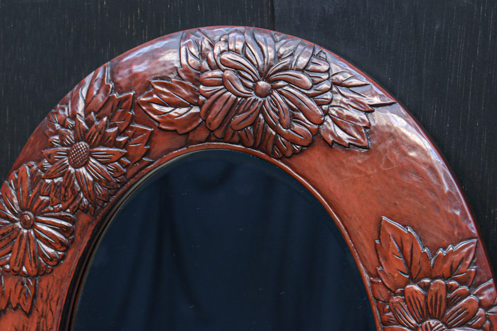 美しい花彫刻が華やかな鎌倉彫の壁掛け鏡 DC8956 – 古福庵 [ KOFUKUAN