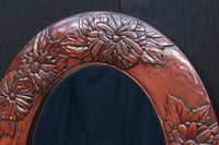 美しい花彫刻が華やかな鎌倉彫の壁掛け鏡　DC8956