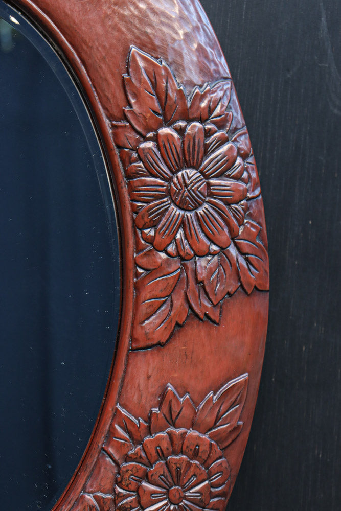 美しい花彫刻が華やかな鎌倉彫の壁掛け鏡 DC8956 – 古福庵 [ KOFUKUAN