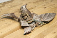 大珍品！！龍を装飾した迫力のある兜の大振りの彫刻飾り　DC9025