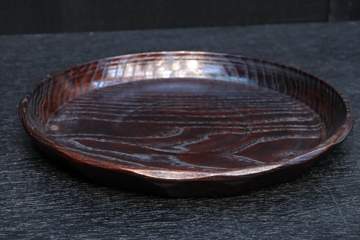 美しい杢目で上品な面持ちの丸盆 DC9041ab 在庫(a:1 b:1)枚 – 古福庵