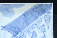 風景や植物の模様で味わいのある古伊万里の染付角皿　DC9268a-k　在庫(a:1 b:1商談中 c:0 d:1商談中 e:1商談中 f:1商談中 g:0 h:1 i:0 j:1 k:0)脚