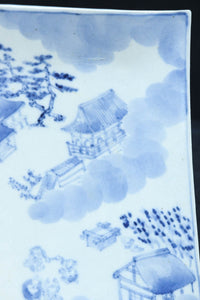 風景や植物の模様で味わいのある古伊万里の染付角皿　DC9268a-k　在庫(a:1 b:1商談中 c:0 d:1商談中 e:1商談中 f:1商談中 g:0 h:1 i:0 j:1 k:0)脚