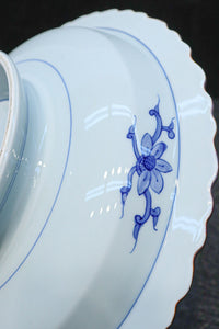 綺麗な藍色に可愛らしい窓絵が浮かぶ華やかな丸皿　DC9670