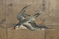 渦巻く波模様と飛翔する波に千鳥の姿を描いた小型襖絵建具セット　DC9789　在庫2枚一組