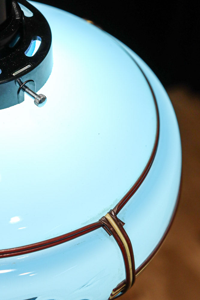 水色ガラスをセルフレームで飾る風流な電笠　DF1045
