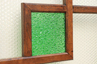 幾何学枠にグリーンガラスが煌めく上品なガラス窓　EZ1350　在庫1枚