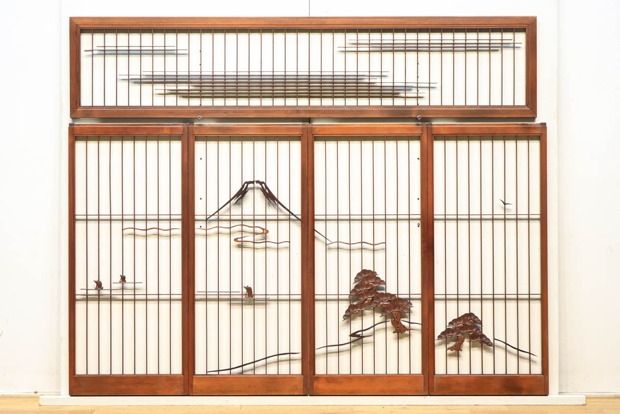 富士山の雄大な姿が浮かぶ欄間・書院セット　EZ1405　在庫5枚1組