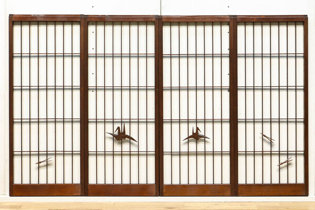 折り鶴と松葉を散らした風情溢れる書院セット　EZ1418　在庫4枚1組