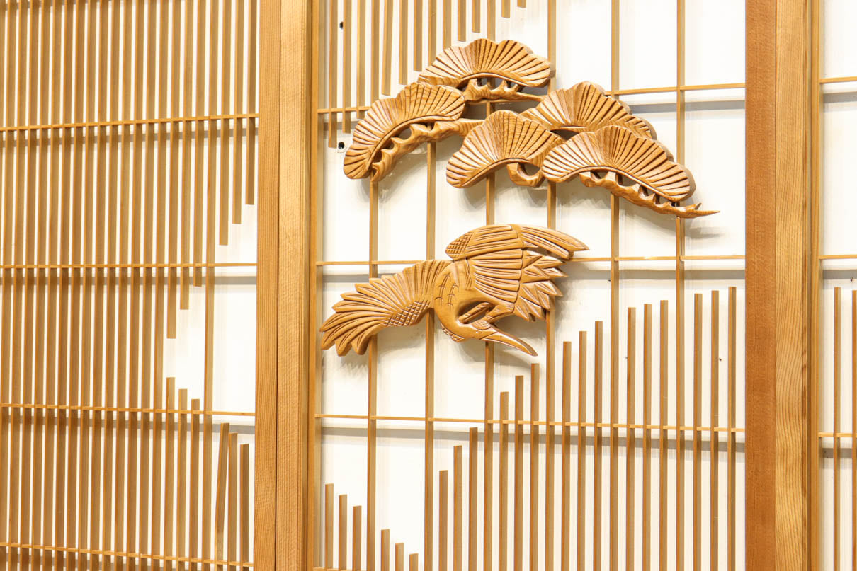 窓絵に松や鶴の彫刻を添えた上品な書院セット EZ1422 在庫4枚1組 – 古福庵 KOFUKUAN オンラインストア