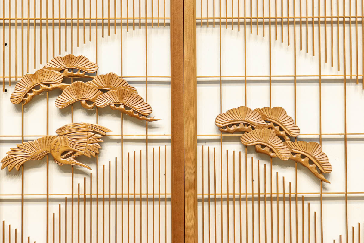 窓絵に松や鶴の彫刻を添えた上品な書院セット EZ1422 在庫4枚1組 – 古福庵 KOFUKUAN オンラインストア