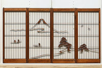 富士山のシルエットが繊細に描かれた書院セット　EZ1424　在庫4枚1組
