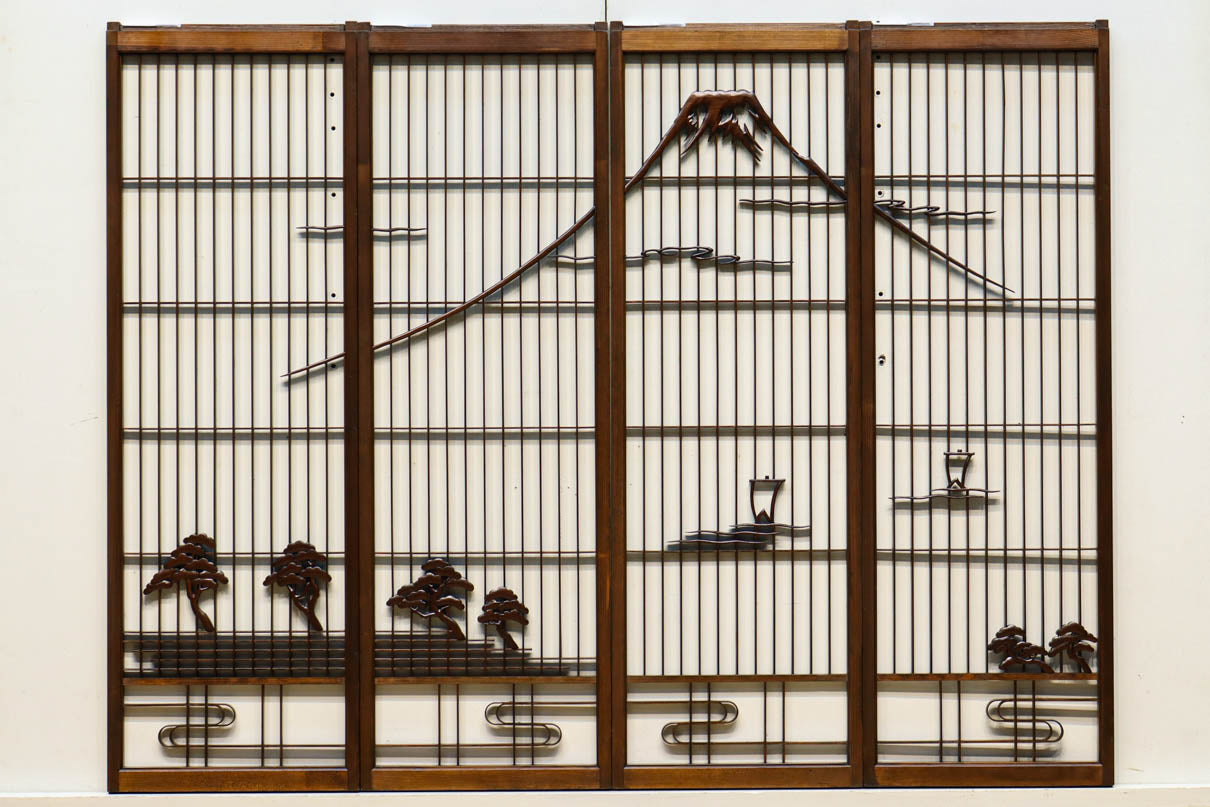 流水と富士風景で風流な書院セット　EZ1431　在庫4枚1組