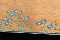 珍品‼ 鮮やかな色彩の菊の花柄模様と杢目が素敵な両面板絵欄間　EZ1441ab　在庫(a:1 b:0)枚