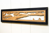 幅2160ミリ!! 松林の見事な風景を描いた長尺彫刻欄間　EZ1474a　在庫1枚