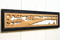 幅2160ミリ!! 松林の見事な風景を描いた長尺彫刻欄間　EZ1474a　在庫1枚
