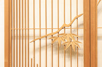 木地色の窓絵に鶴亀の絵柄が浮かぶスリム書院セット　EZ1490　在庫4枚1組