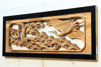 鶴松を華やかに描いた彫刻中型欄間　EZ1556ab　在庫(a:0 b:1 )枚