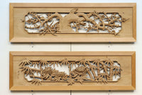 綺麗な木地色と深彫りの彫刻が美しい中型欄間　EZ1631ab　在庫(a:1 b:1)枚