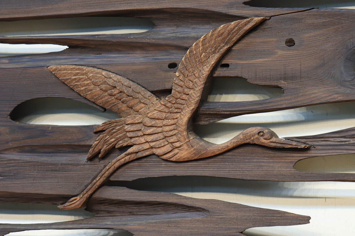 珍品‼ 舞うように描かれた鶴が印象的な彫刻欄間　EZ1743ab　在庫(a:1 b:1)枚